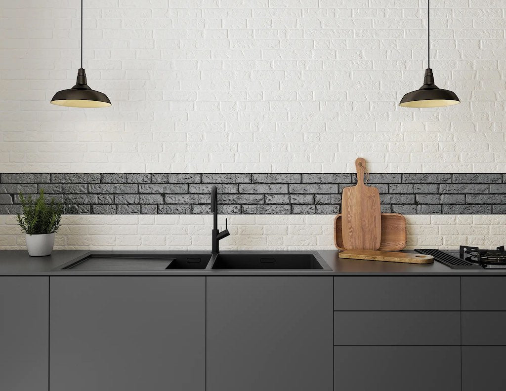 White Brick Tiles In Modern Kitchen
