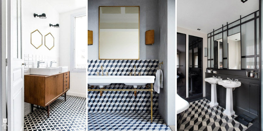 Geometric Patterned Tiles Bathroom