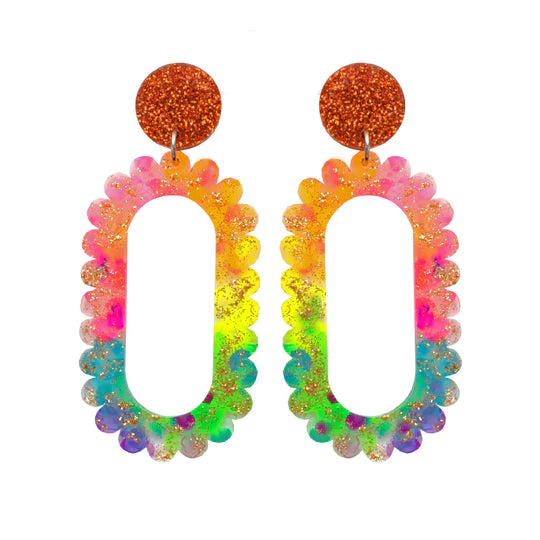 Rainbow Glitter Teardrop Acrylic Earrings – Lacey Lou Sparkles