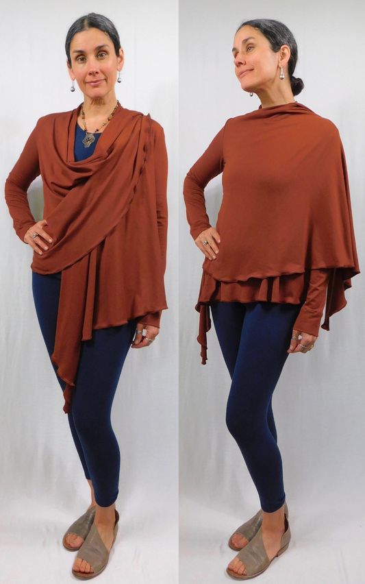 Tencel Merino Wool Fitted Short Cardigan Wrap - Heather Eggplant – Brenda  Laine Designs