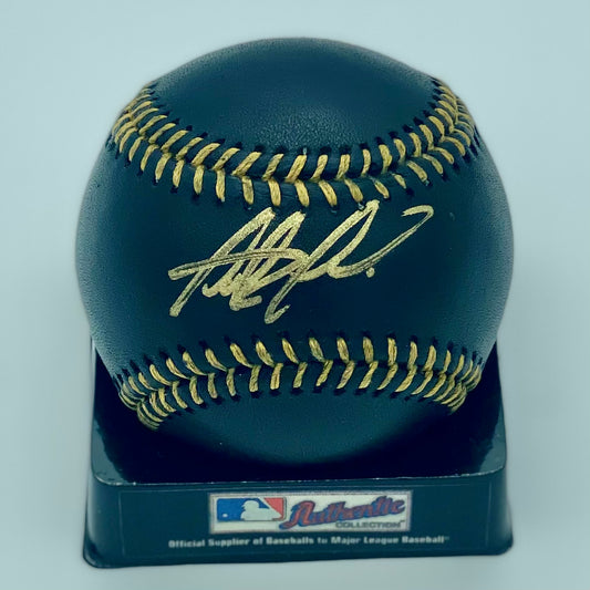 Ronald Acuna Jr. Signed OML Black Leather Baseball (Acuna Jr.)