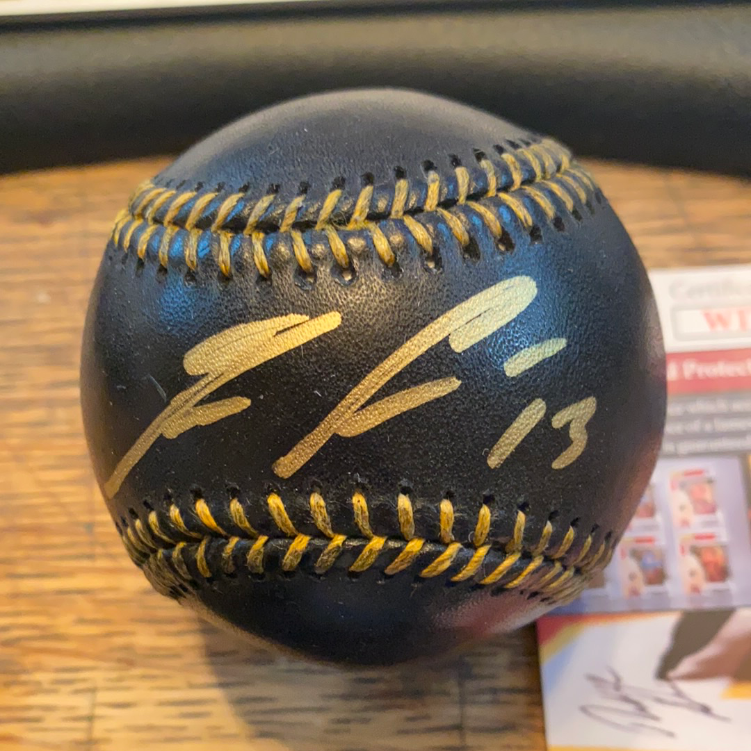 Ronald Acuna Jr. Signed OML Black Leather Baseball (JSA COA)
