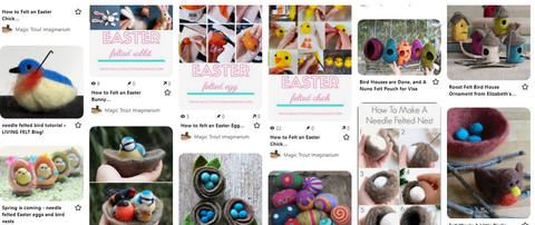 screen shot of Magic Trout Imaginarium's Pinterest board for Easter felting projects