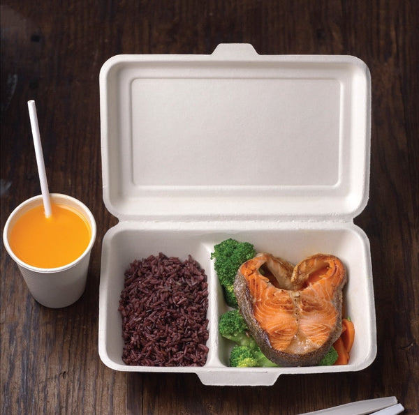 econtainer take out box with food and juice drink