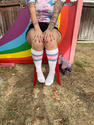 Transcend pink and blue Pride Socks Knee High Tube Socks - 22"