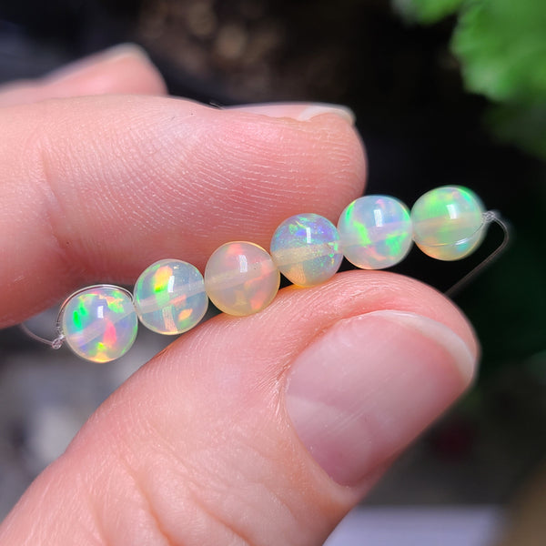4.0-4.9mm Ethiopian opal beads, 6pcs