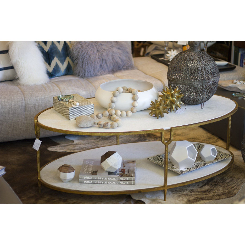 Global Views Iron And Marble Stone Coffee Table Shop Vanillawood