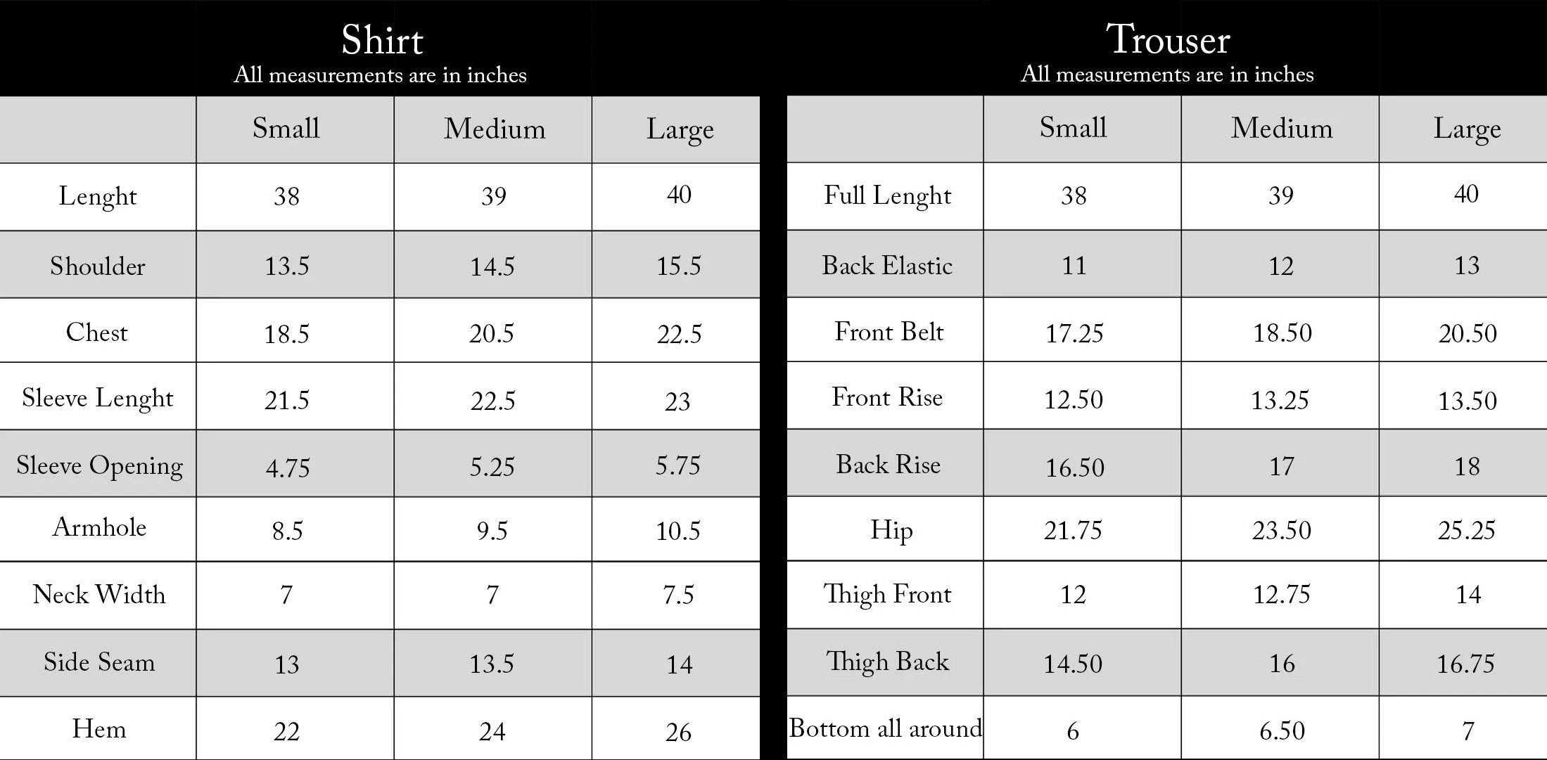 belt size chart cm