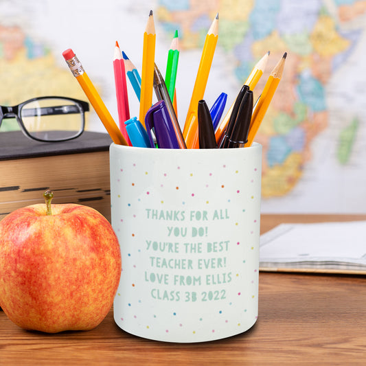 Personalised Apple Thank You Teacher Pen Pot By Love Lumi Ltd