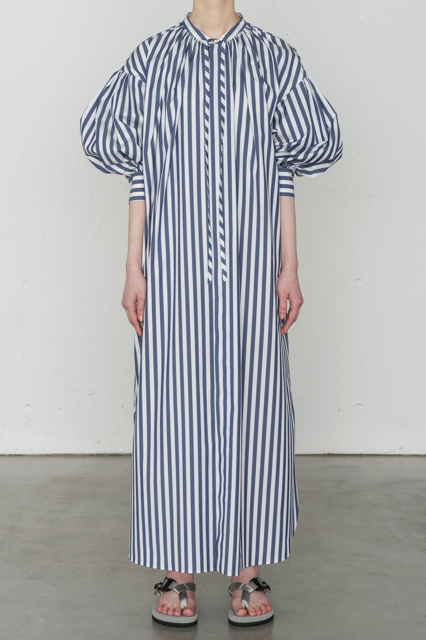 サントスピンク HYKE T/C STRIPED GATHERED DRESS | www