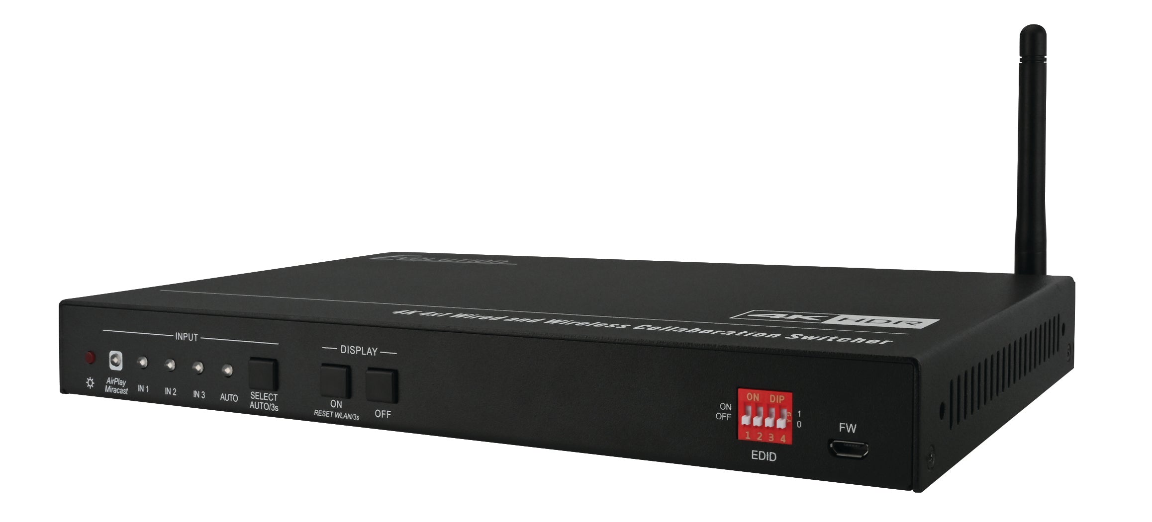 4K 4×1 Multi-Format Wireless Collaboration Switcher with Wired and Wireless Connectivity