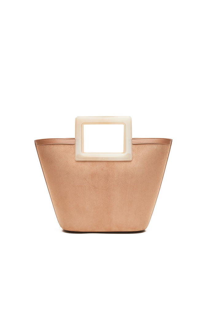 MARINA RAPHAEL Mini Riviera in Blush Suede and Ivory Horn