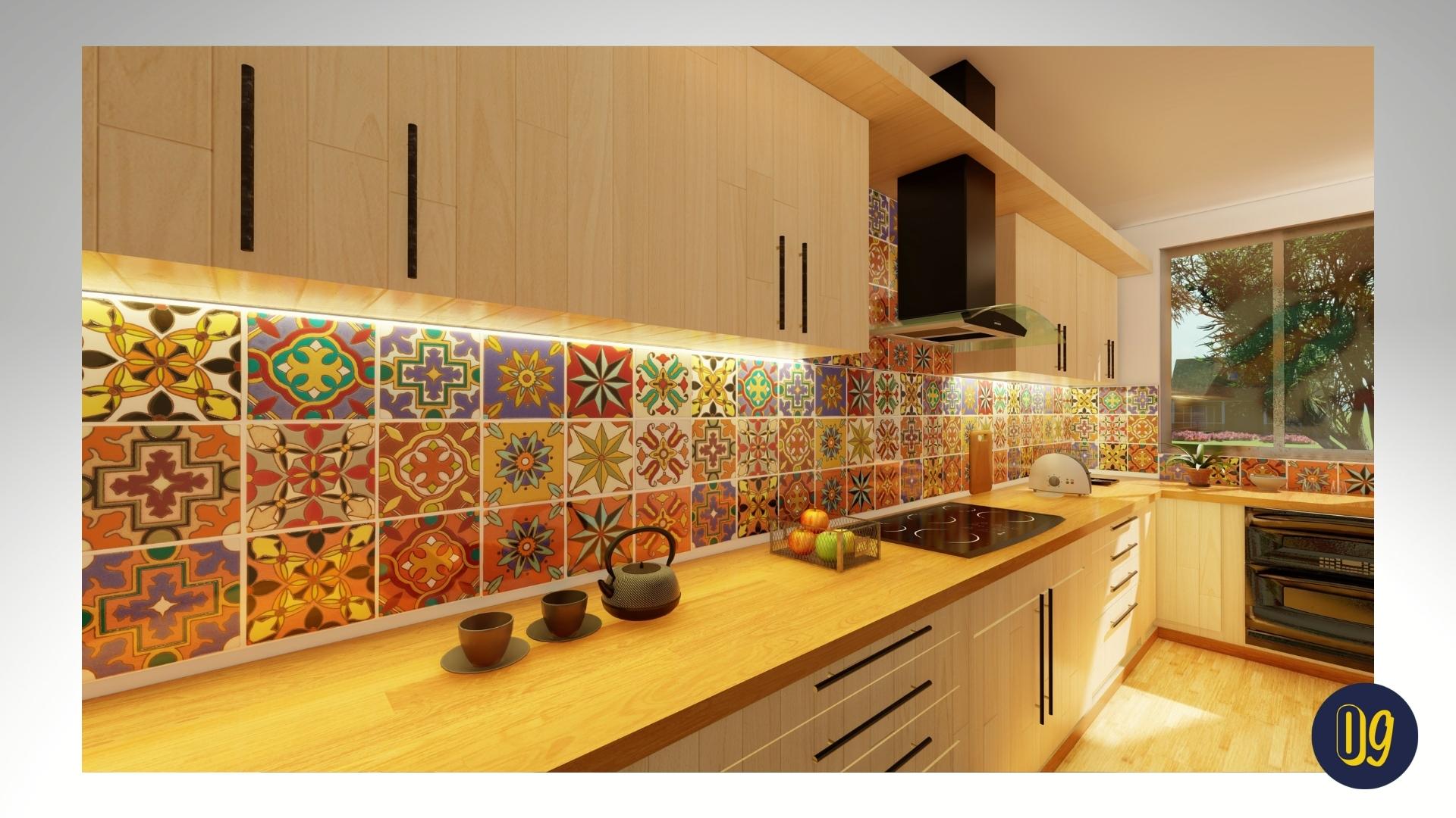 Random Colour Kitchen Tile Design