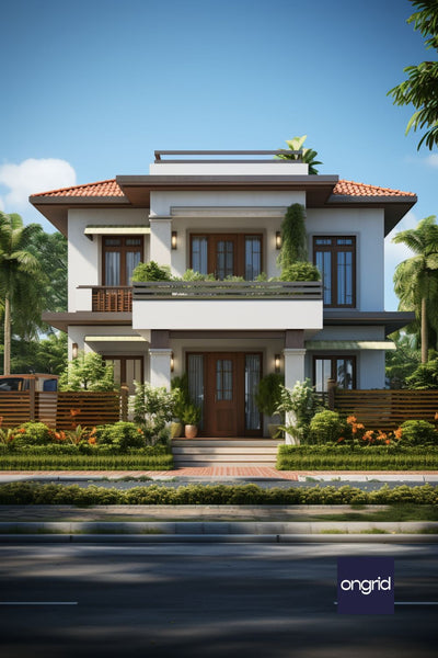भारतीय घर का डिज़ाइन, सामने का दृश्य, सिंगल फ्लोर
