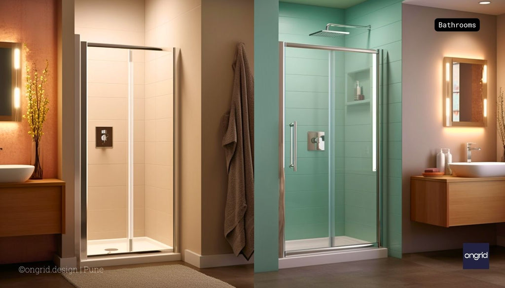  a comparison of aluminum and wooden bathroom doors