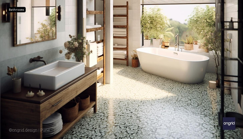 Example of a bathroom with selected tiles.