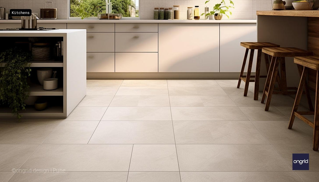 Example of a kitchen with selected tiles.