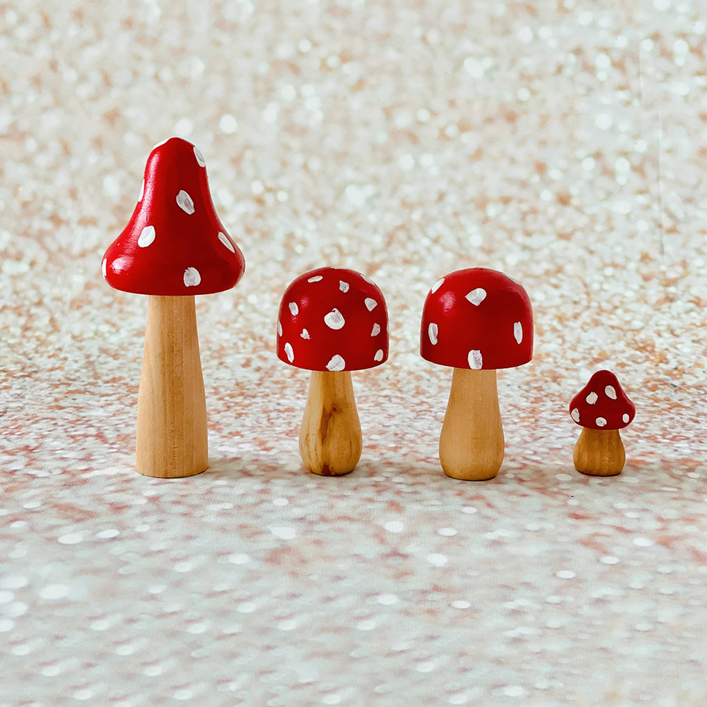 Set Of 3 Painted Wooden Mushrooms – Hudson & Vine