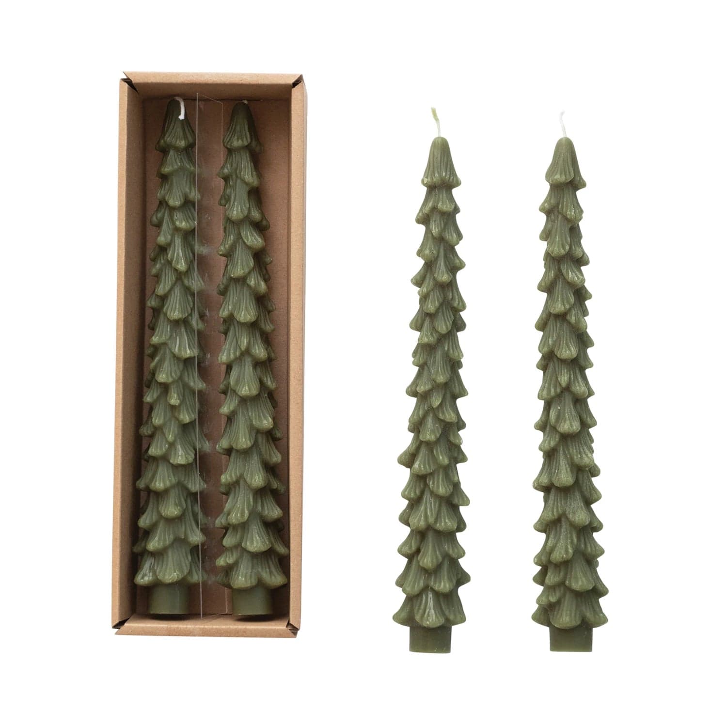Unscented Tree Shaped Taper Candles | Set of 2