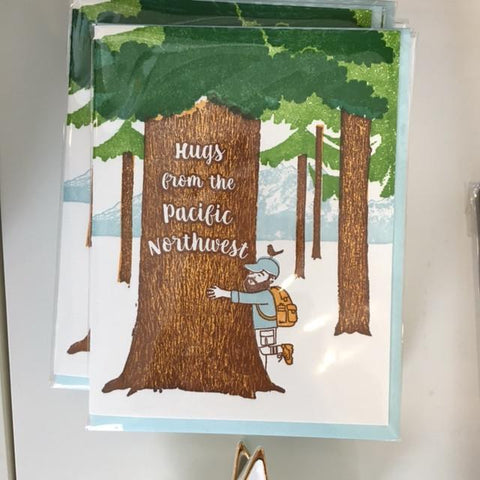 hugs from the PNW tree hugger card