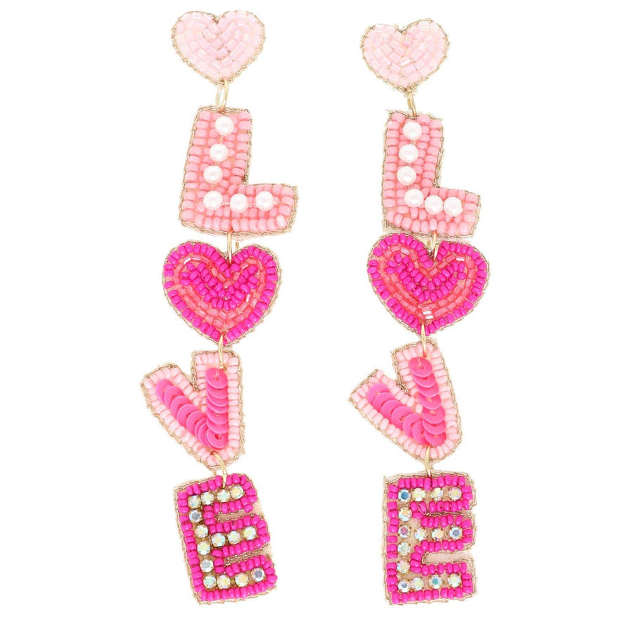 Heart Shaped Valentines Day Beaded Earrings