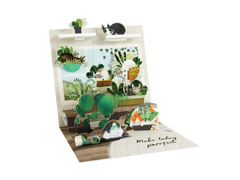 cats in plants pop up card