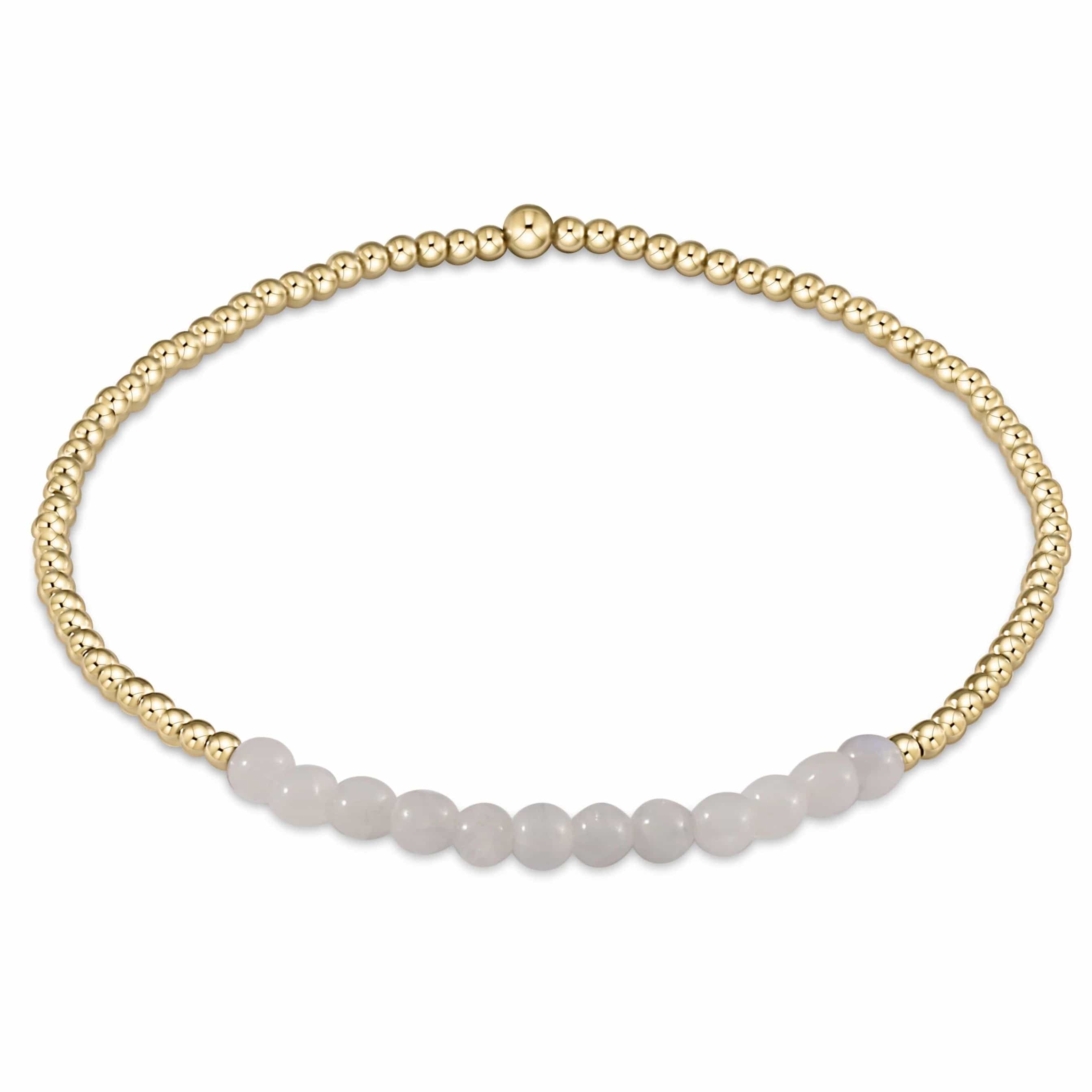 Gold Bliss 2mm Bead Bracelet - Moonstone