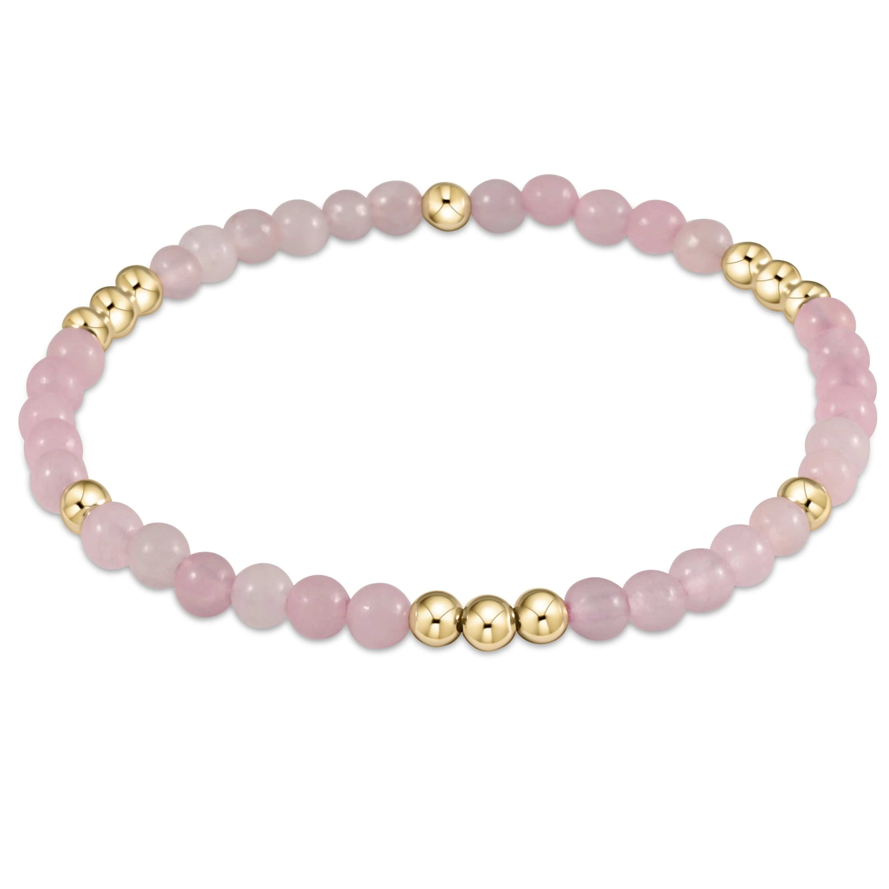 Worthy Pattern 4mm Bead Bracelet - Rose Quartz