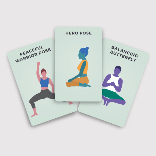 Cards with different yoga poses on them. 