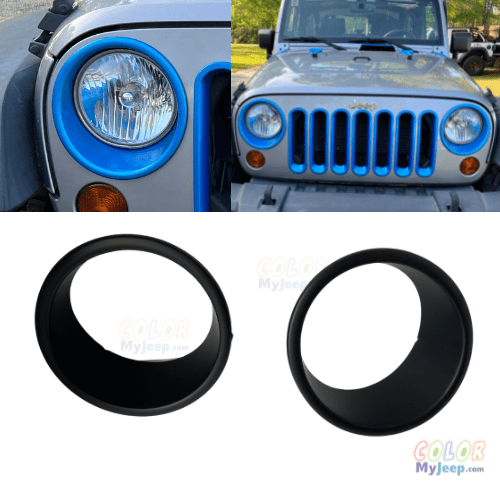 JK, JKU Wrangler 2007-2018 Headlight Trim Accent Cover Surrounds Exter –  Color My Jeep, LLC