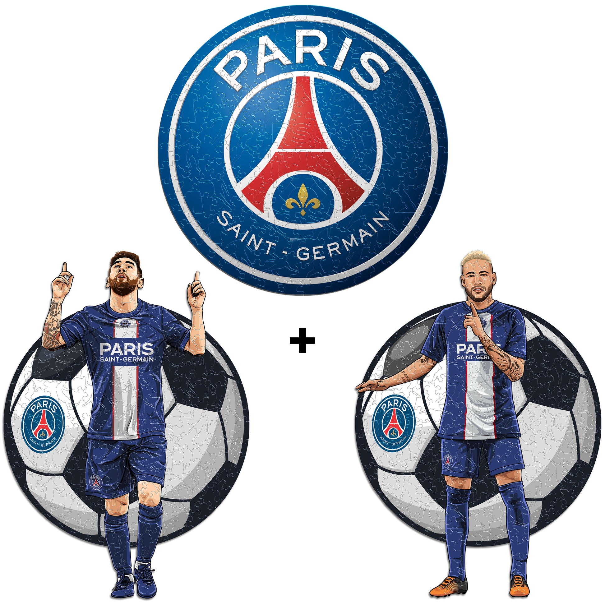 3 PACK PSG FC® Logo + Lionel Messi + Neymar Jr. – Iconic Puzzles