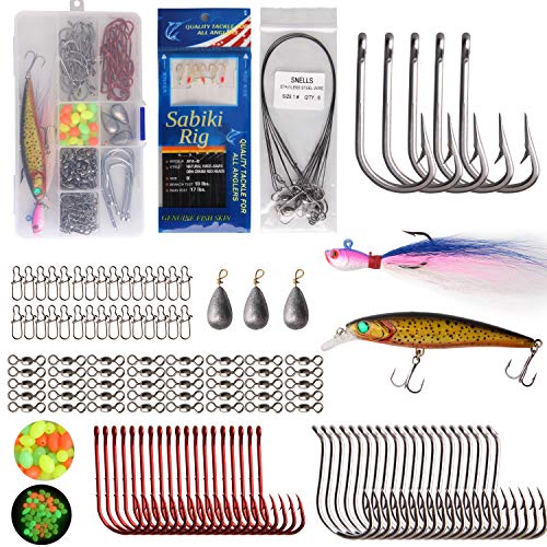  Saltwater Surf Fishing Tackle Kit, Fishing Leader Rigs Saltwater  Bait Lures Hooks Swivels Spoons Sinker Weights Fishing Accessories Fishing  Gear Tackle Box for Saltwater Beach (138 Kit) : Sports & Outdoors