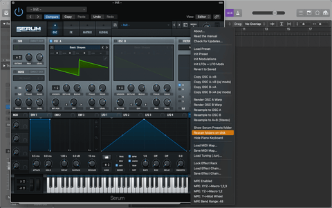 Xfer Serum rescan folders on disk install