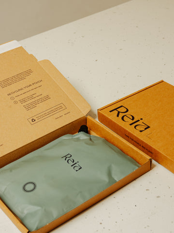 Reia refill pouch in a letterbox friendly box