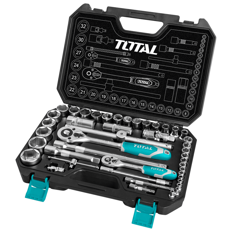 Total THT421441 44pcs Socket Wrench Set (1/4" and 1/2" Drive) | Total by KHM Megatools Corp.