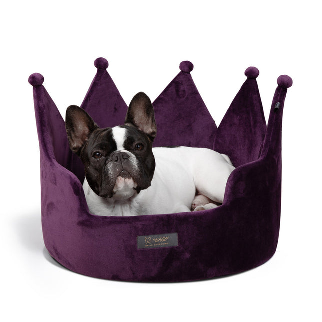 Gray Designer Dog Bed With Crown Rhinestones Personalized Dog 