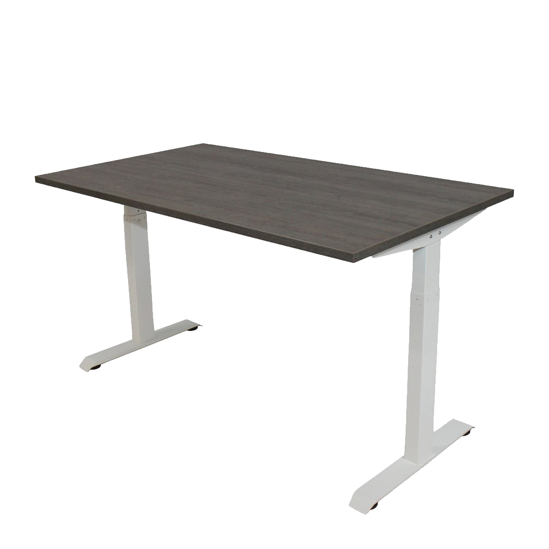 Office Hero® Cosmic - Zit sta bureau in hoogte verstelbaar wit frame - Game bureau - Computertafel - Werktafel - 160x80 - Logan eik