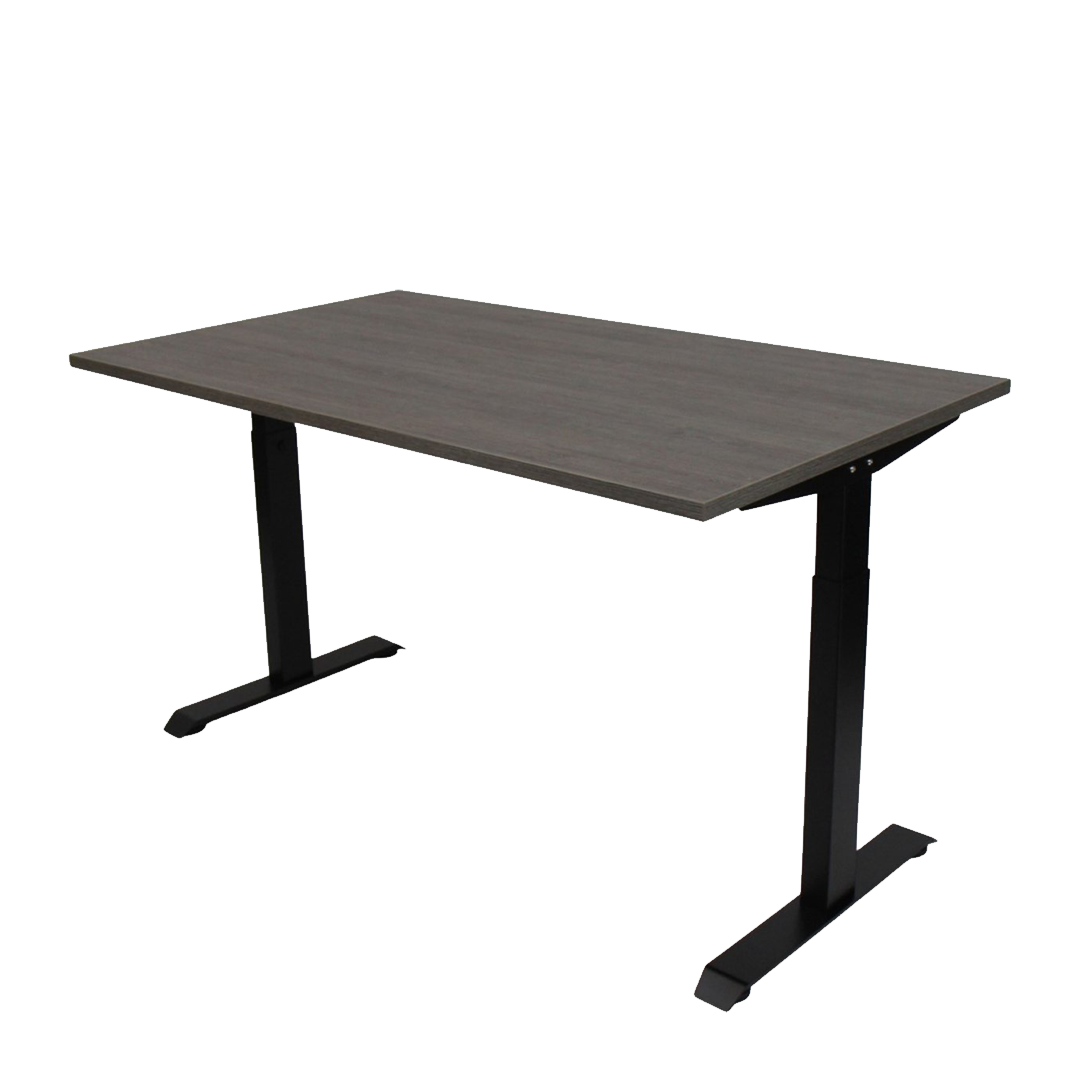 Office Hero® Cosmic - Zit sta bureau in hoogte verstelbaar zwart frame - Game bureau - Computertafel - Werktafel - 140x80 - Logan eik