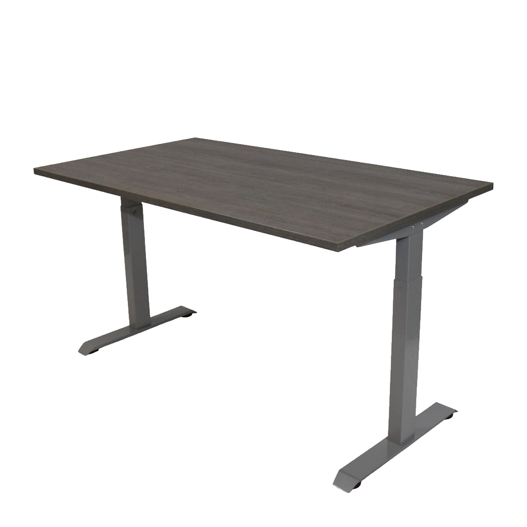 Office Hero® Cosmic - Zit sta bureau in hoogte verstelbaar grijs frame - Game bureau - Computertafel - Werktafel - 140x80 - Logan eik
