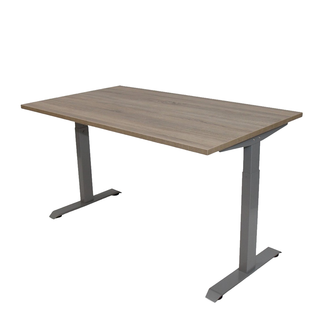 Office Hero® Cosmic - Zit sta bureau in hoogte verstelbaar grijs frame - Game bureau - Computertafel - Werktafel - 140x80 - Robson eik