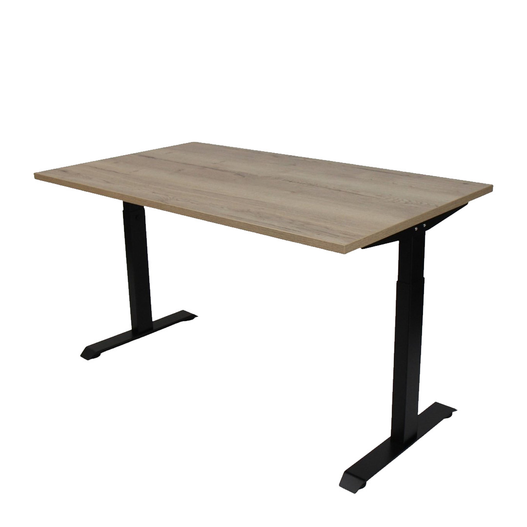 Office Hero® Cosmic - Zit sta bureau in hoogte verstelbaar zwart frame - Game bureau - Computertafel - Werktafel - 160x80 - Natuur eik