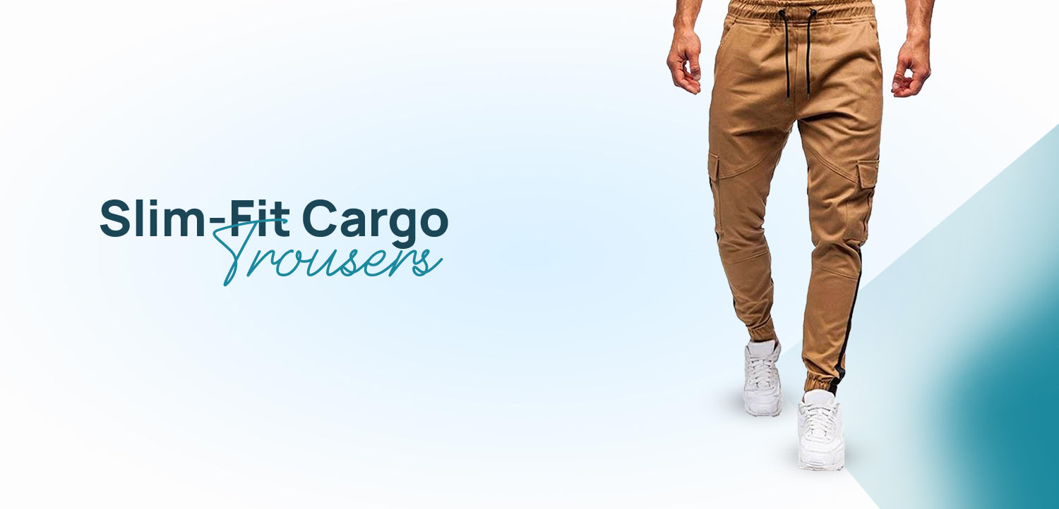 slim fit cargo trousers for men