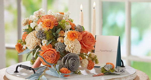 home decor with flower in centerpiece