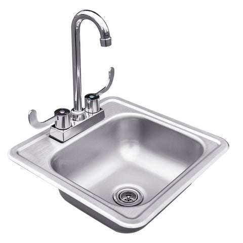 15x15" Stainless Steel Drop-in Sink & Hot/Cold Faucet