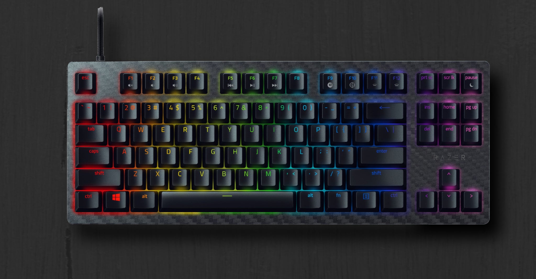 Razer Huntsman Tournament Edition Tkl Carbon Fiber Skins Wraps Color Stream