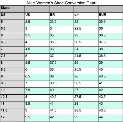 Nike Shoes Size Chart India