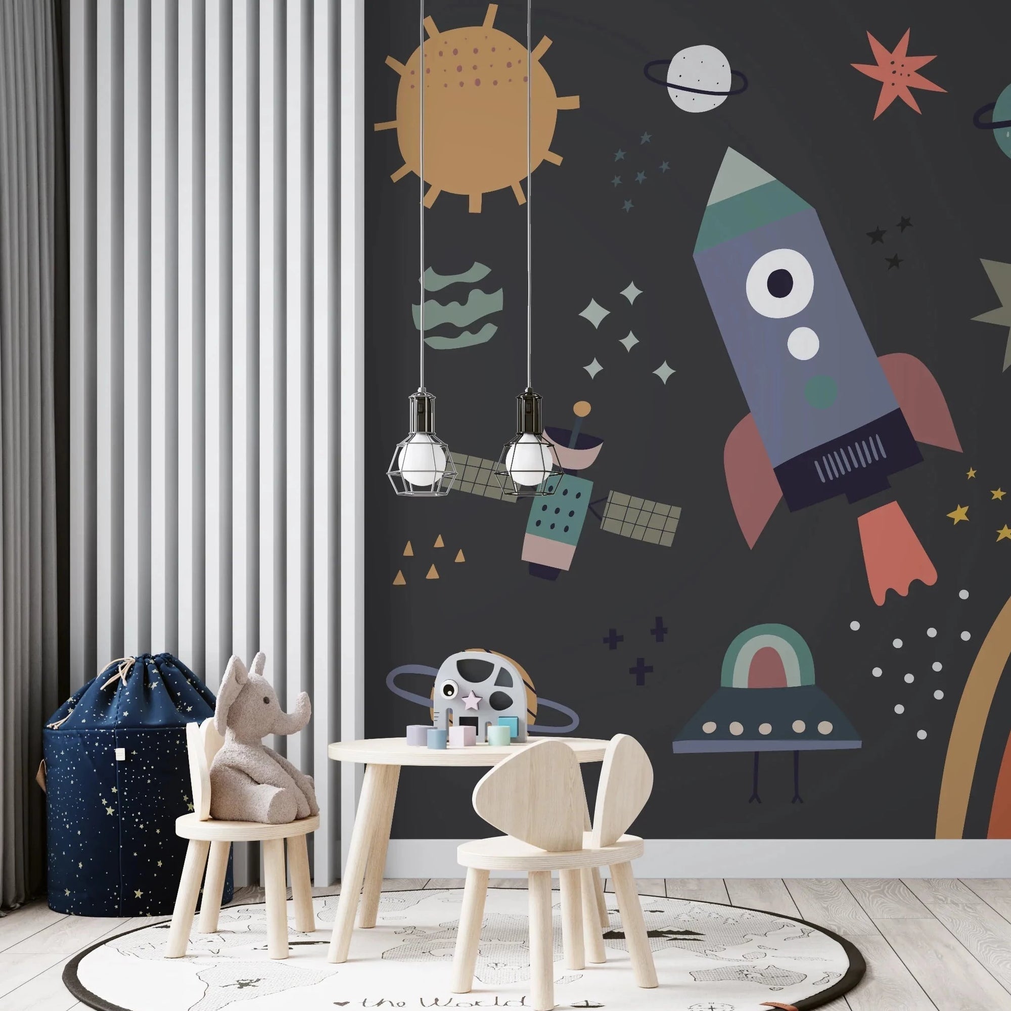 Veilleuse Murale Dans La Chambre D'enfant Avec Un Design De Fusée