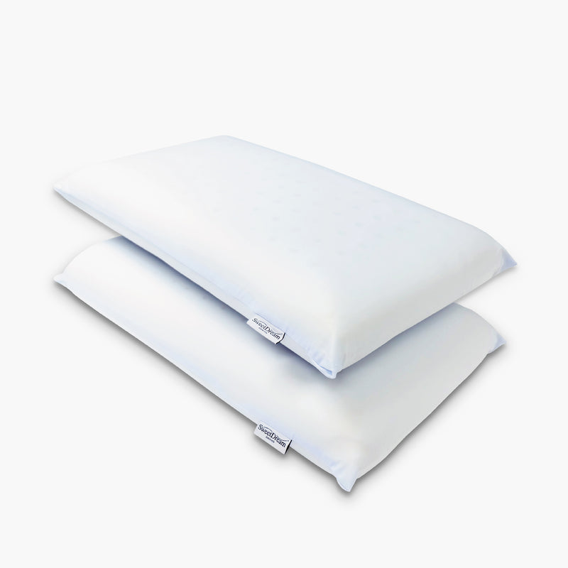 A pair of Resort Latex Feel Pillow on top of each other in white background