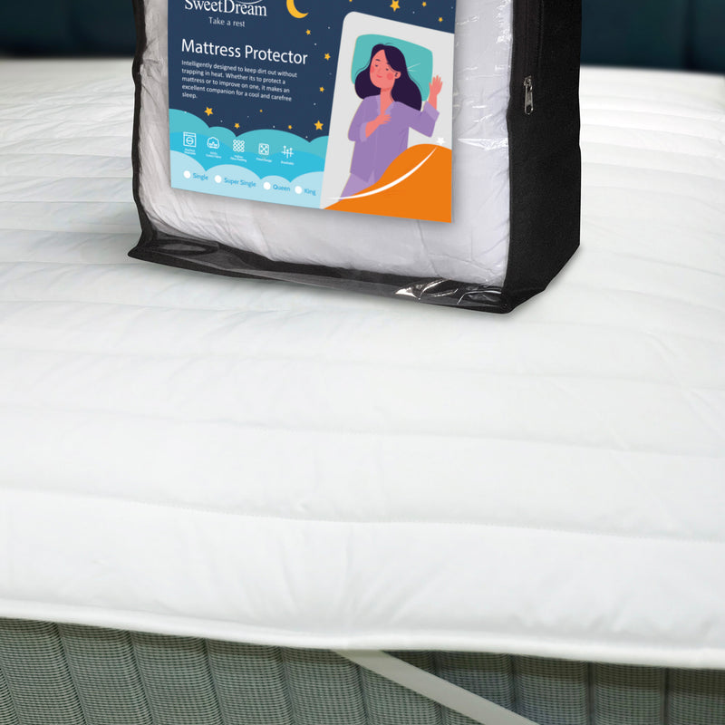 Packaged Home Mattress Protector on top of an installed Home Mattress Protector