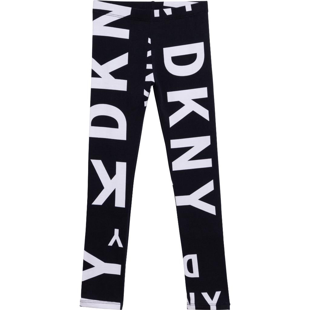 DKNY Junior White & Black Cotton Graffiti Leggings _D34B06-N50